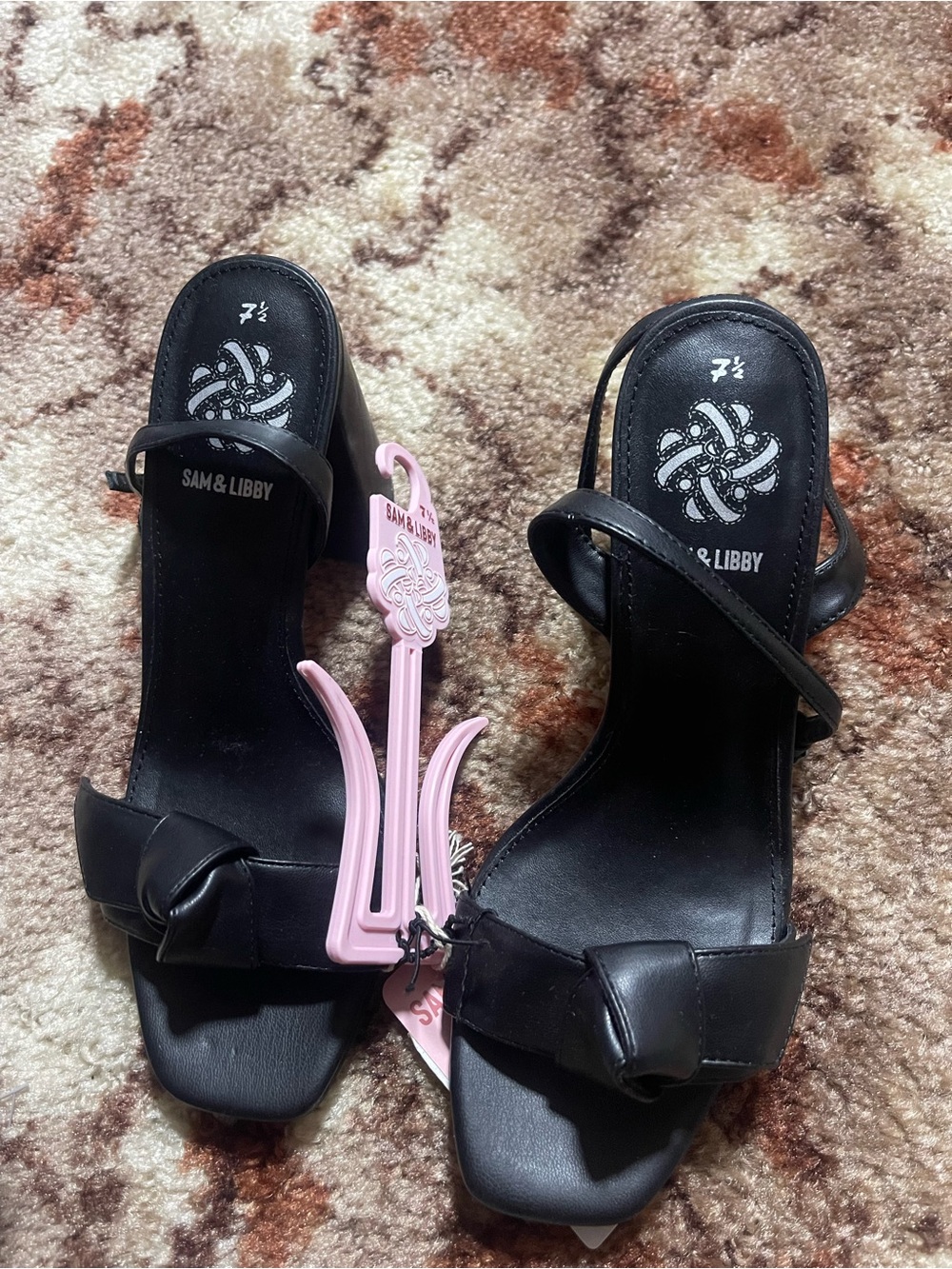 Sam & Libby Black Knot-Front Heeled Sandals